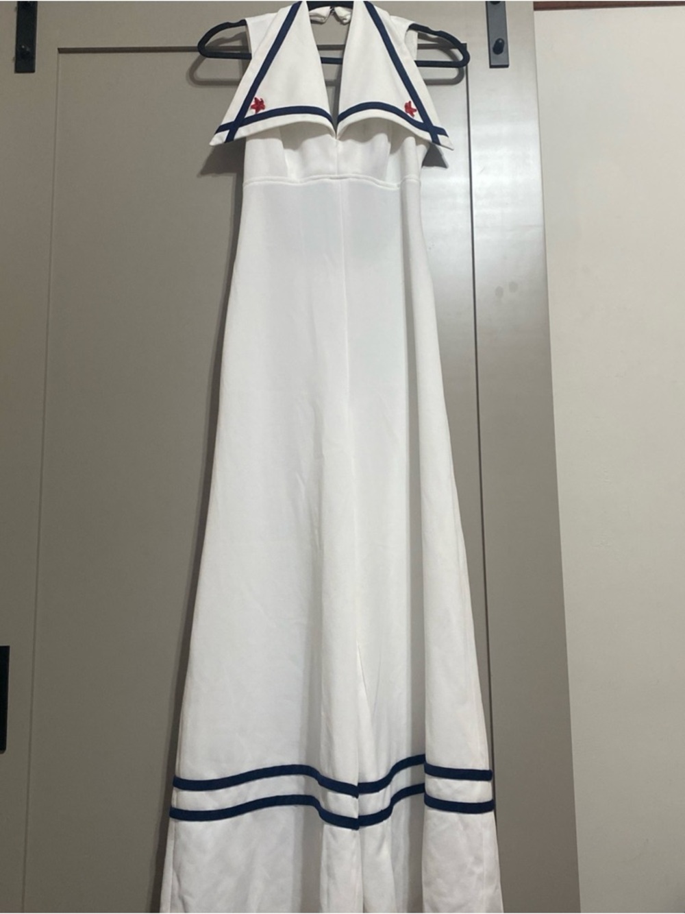 Vintage 70’s Navy-Trim White Halter Sailor Jumpsuit
